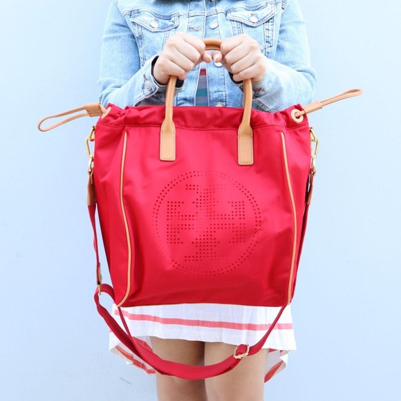 Perforated Logo Drawstring Tote